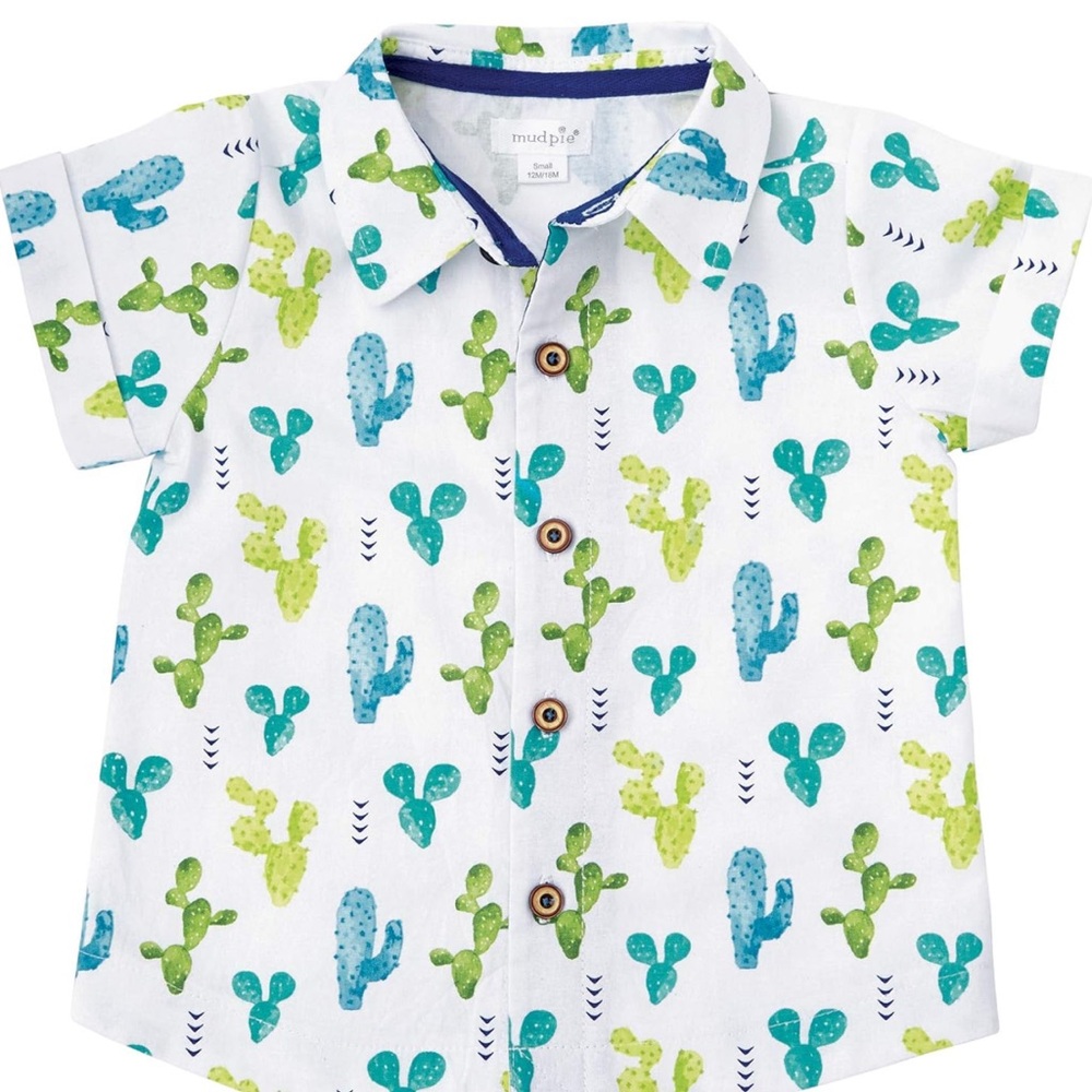 Little Boy Mud Pie Cactus Button Down Shirt